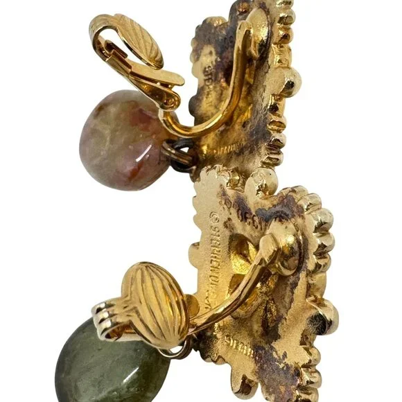 Stephen Dweck Vermeil Sterling Silver Vtg Clip-On Earrings Gemstone Floral - Picture 16 of 16